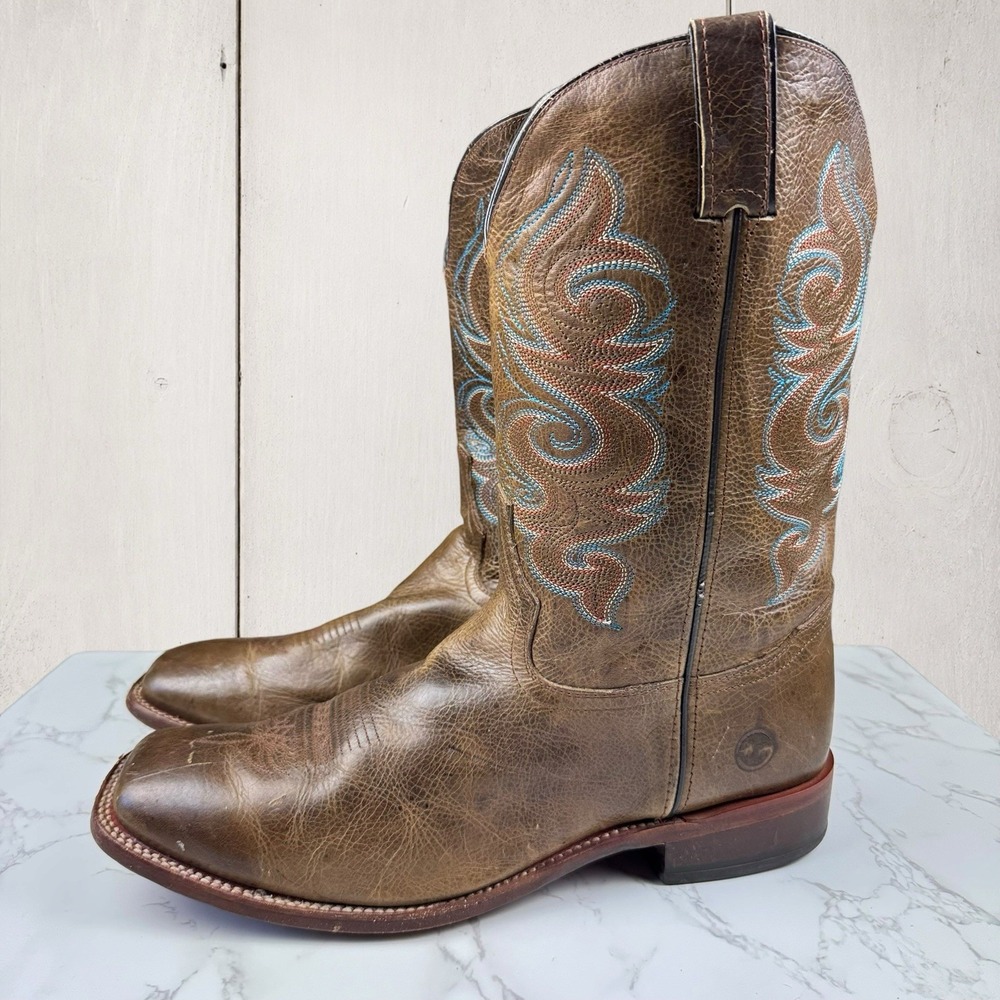 Double H Brown Leather Cowboy Boots Men's 13 EE Square Toe Wide